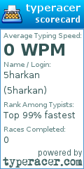 Scorecard for user 5harkan
