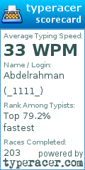 Scorecard for user _1111_