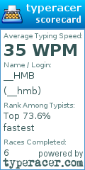 Scorecard for user __hmb