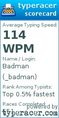 Scorecard for user _badman
