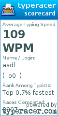 Scorecard for user _o0_