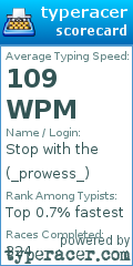 Scorecard for user _prowess_