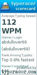 Scorecard for user abdullover69