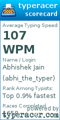 Scorecard for user abhi_the_typer