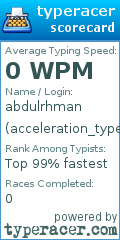 Scorecard for user acceleration_typer