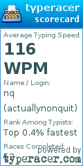 Scorecard for user actuallynonquit