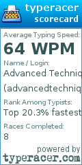 Scorecard for user advancedtechnique