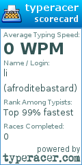 Scorecard for user afroditebastard