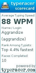 Scorecard for user aggrandize