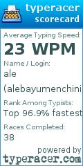 Scorecard for user alebayumenchini