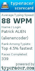 Scorecard for user alienencoder
