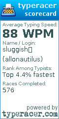 Scorecard for user allonautilus