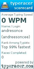 Scorecard for user andreesoncee