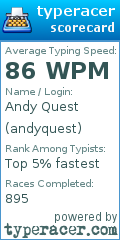 Scorecard for user andyquest