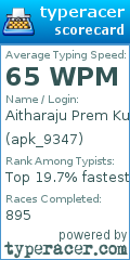 Scorecard for user apk_9347