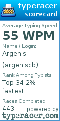 Scorecard for user argeniscb