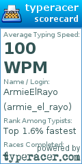 Scorecard for user armie_el_rayo