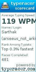Scorecard for user arseeus_not_arkius