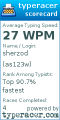 Scorecard for user as123w