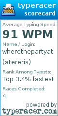Scorecard for user atereris
