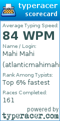 Scorecard for user atlanticmahimahi