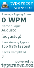 Scorecard for user augustog