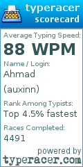 Scorecard for user auxinn
