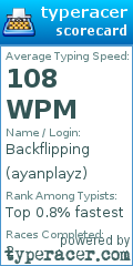 Scorecard for user ayanplayz