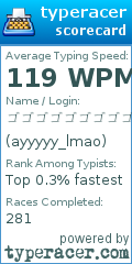 Scorecard for user ayyyyy_lmao