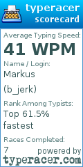Scorecard for user b_jerk