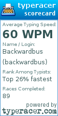 Scorecard for user backwardbus
