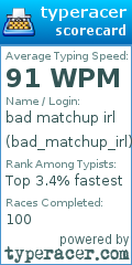 Scorecard for user bad_matchup_irl