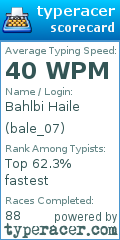 Scorecard for user bale_07