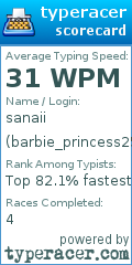Scorecard for user barbie_princess250