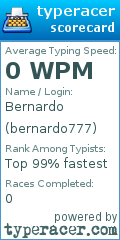 Scorecard for user bernardo777