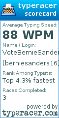 Scorecard for user berniesanders16