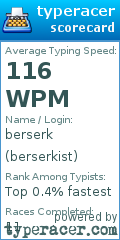 Scorecard for user berserkist