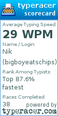 Scorecard for user bigboyeatschips