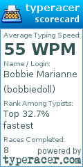 Scorecard for user bobbiedoll