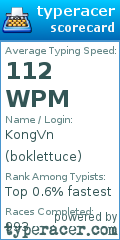 Scorecard for user boklettuce