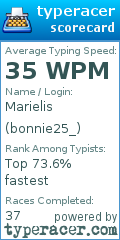 Scorecard for user bonnie25_
