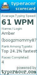 Scorecard for user boogzmommy8710