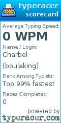 Scorecard for user boulaking