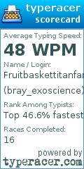 Scorecard for user bray_exoscience