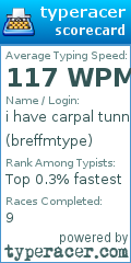 Scorecard for user breffmtype