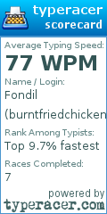 Scorecard for user burntfriedchicken