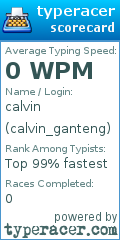 Scorecard for user calvin_ganteng