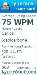 Scorecard for user capicarbone