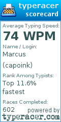 Scorecard for user capoink