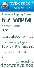 Scorecard for user cerealeconomics